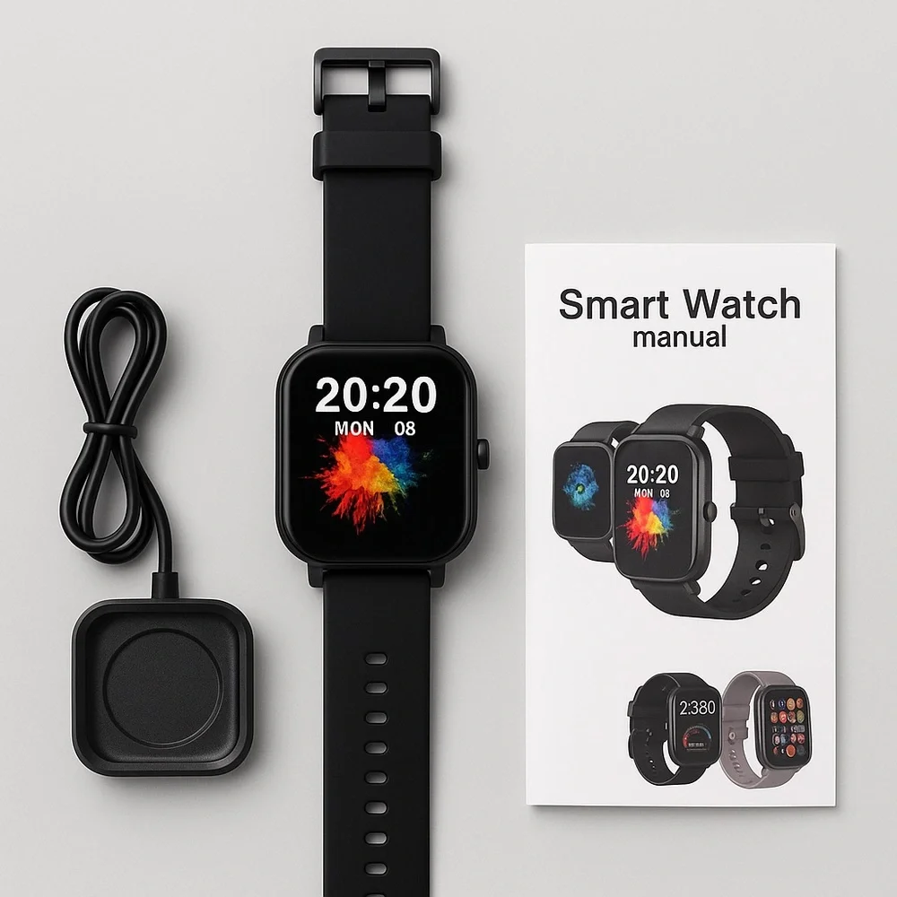 Black Smartwatch • Compatible w/ Apple & Android • New in Box